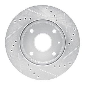 Chevrolet Optra Brake Rotor (1) - Front Left - R1 Concepts - Drilled & Slotted - Silver - `04-`10